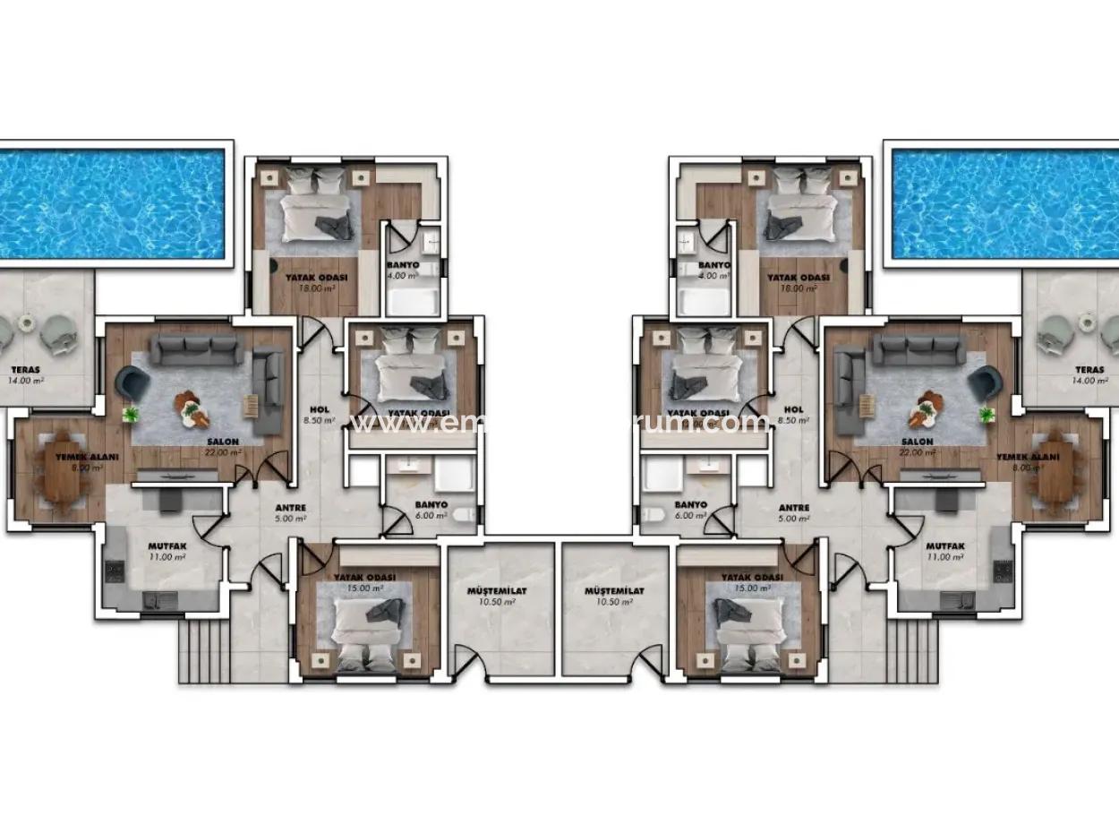 Muğla Ortacada Sarigerme And Center Close To 3 1 Villa For Sale